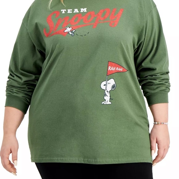Snoopy-Graphic NWT LOVE TRIBE Trendy Plus Size Long-Sleeve Cotton T-Shirt 3X - Picture 2 of 5